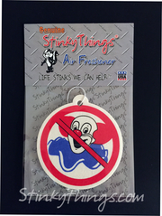 StinkyThings air freshener with a crossed-out clown design in its packaging